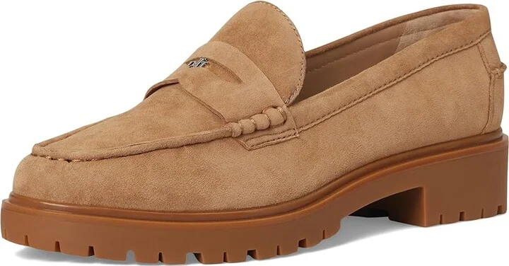 Lauren Ralph Lauren Marli Suede Penny Loafers High Women's Heels Camel : 11 B - Medium - Image 5