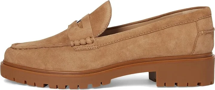 Lauren Ralph Lauren Marli Suede Penny Loafers High Women's Heels Camel : 11 B - Medium - Image 6