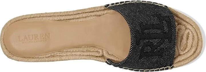 Lauren Ralph Lauren Polly Cross-dyed Canvas Espadrille Women's Wedge Shoes Natural/Black : 9 B - Medium, Textile - Image 2
