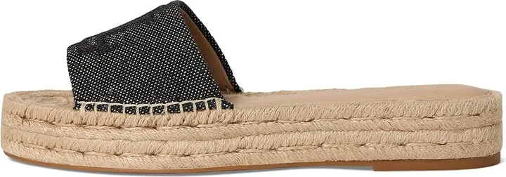 Lauren Ralph Lauren Polly Cross-dyed Canvas Espadrille Women's Wedge Shoes Natural/Black : 9 B - Medium, Textile - Image 6