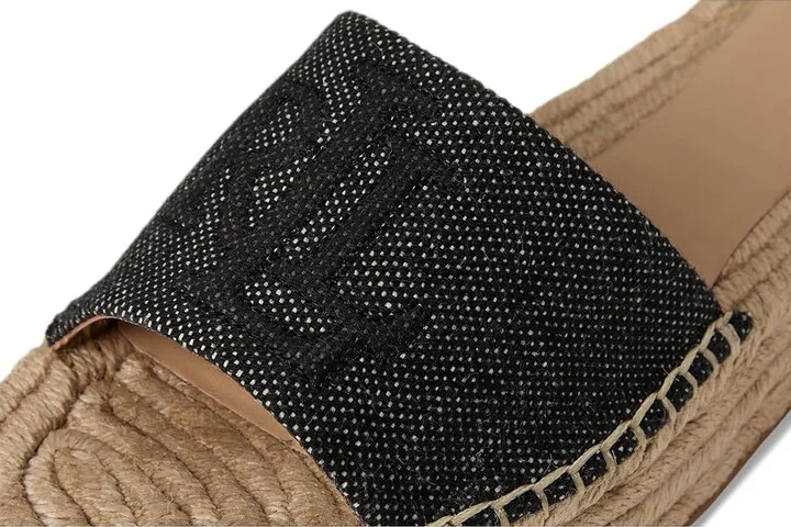 Lauren Ralph Lauren Polly Cross-dyed Canvas Espadrille Women's Wedge Shoes Natural/Black : 9 B - Medium, Textile - Image 7