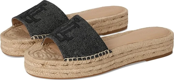 Lauren Ralph Lauren Polly Cross-dyed Canvas Espadrille Women's Wedge Shoes Natural/Black : 9 B - Medium, Textile