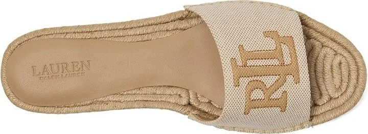 Lauren Ralph Lauren Polly Cross-dyed Canvas Espadrille Women's Wedge Shoes Natural/Buff : 10 B - Medium, Textile - Image 2