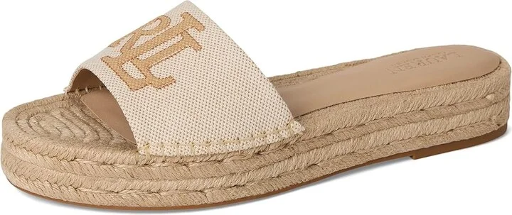 Lauren Ralph Lauren Polly Cross-dyed Canvas Espadrille Women's Wedge Shoes Natural/Buff : 10 B - Medium, Textile - Image 5