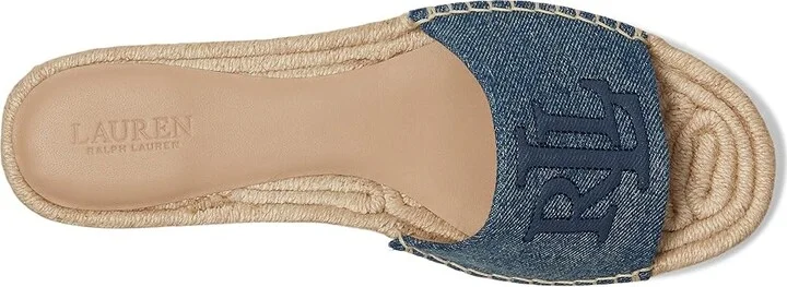 Lauren Ralph Lauren Polly Washed Denim Espadrille Women's Wedge Shoes Oxford Blue : 9 B - Medium, Leather - Image 2