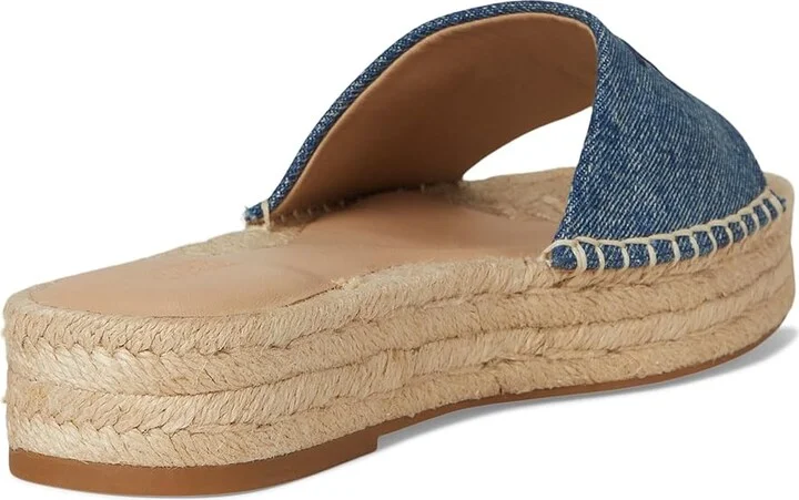 Lauren Ralph Lauren Polly Washed Denim Espadrille Women's Wedge Shoes Oxford Blue : 9 B - Medium, Leather - Image 4