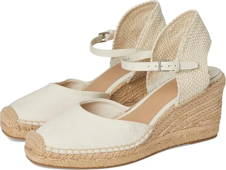 Lauren Ralph Lauren Robby Canvas Jute Espadrille Women's Sandals Soft White/Soft White/Natural : 9 B - Medium
