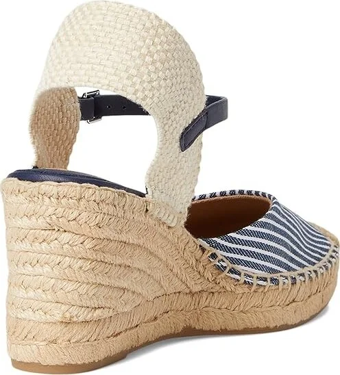 Lauren Ralph Lauren Robby Striped Canvas Jute Espadrille Women's Sandals Refined Navy/Natural/Refined Navy/Natural : 6.5 B - Medium - Image 4