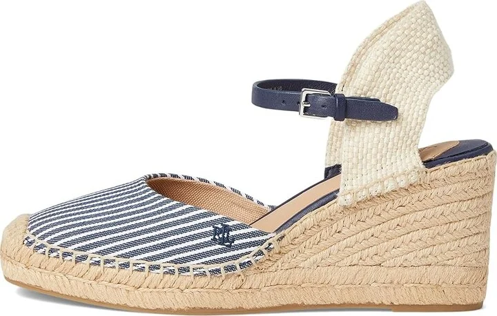 Lauren Ralph Lauren Robby Striped Canvas Jute Espadrille Women's Sandals Refined Navy/Natural/Refined Navy/Natural : 6.5 B - Medium - Image 6