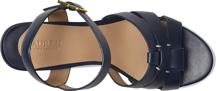 Lauren Ralph Lauren Soffia Burnished Leather Sandals Women's Sandals Refined Navy : 9 B - Medium - Image 2