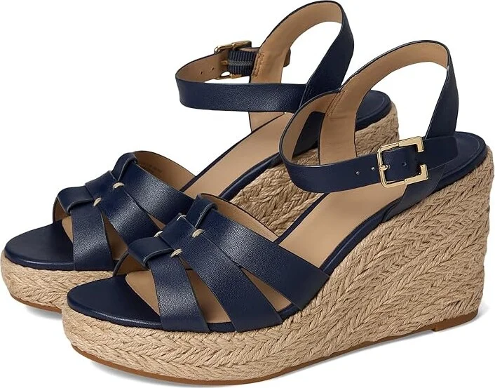 Lauren Ralph Lauren Soffia Espadrille Wedges Women's Sandals Refined Navy : 10 B - Medium, Leather