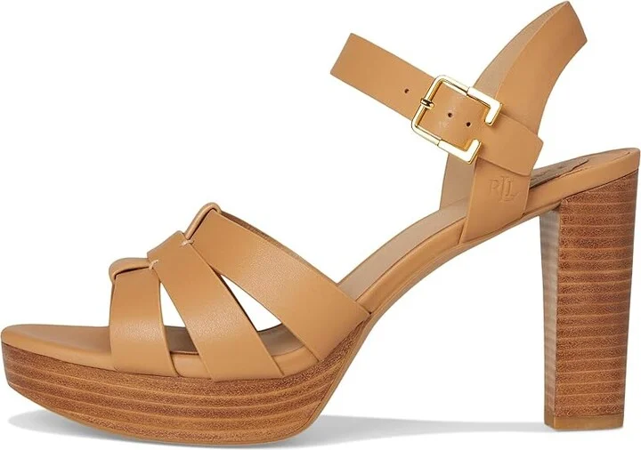 Lauren Ralph Lauren Soffia Nappa Leather Sandals Women's Sandals Buff : 9 B - Medium, Leather/Rubber - Image 6