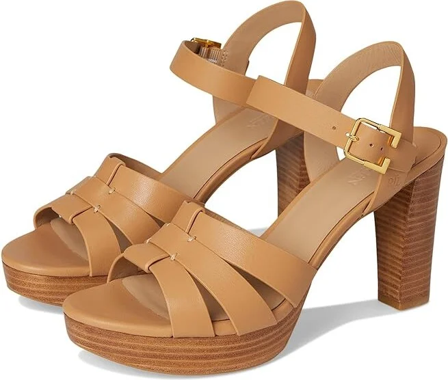Lauren Ralph Lauren Soffia Nappa Leather Sandals Women's Sandals Buff : 9 B - Medium, Leather/Rubber