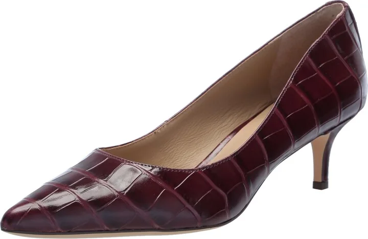 Lauren Ralph Lauren Women's Adrienne Crocodile-Embossed Leather Pumps Pinot Noir 9.5 Medium
