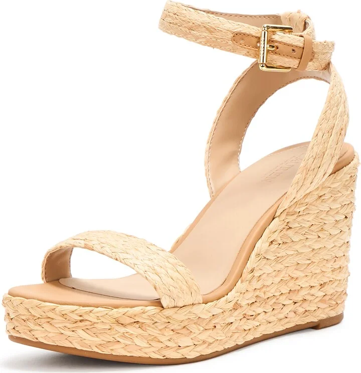 Lauren Ralph Lauren Women's Ankle Strap Hilarie IV Braided Raffia Espadrille