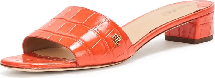 Lauren Ralph Lauren Women's Fay Crocodile-Embossed Leather Sandal