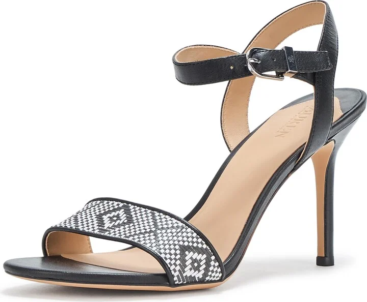 Lauren Ralph Lauren Women's Gwen Nappa Leather & Woven Straw Sandal Heeled