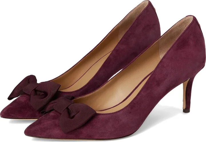 Lauren Ralph Lauren Women's Lanette Bow-Trim Suede Pumps Pinot Noir/Pinot Noir 11 Medium