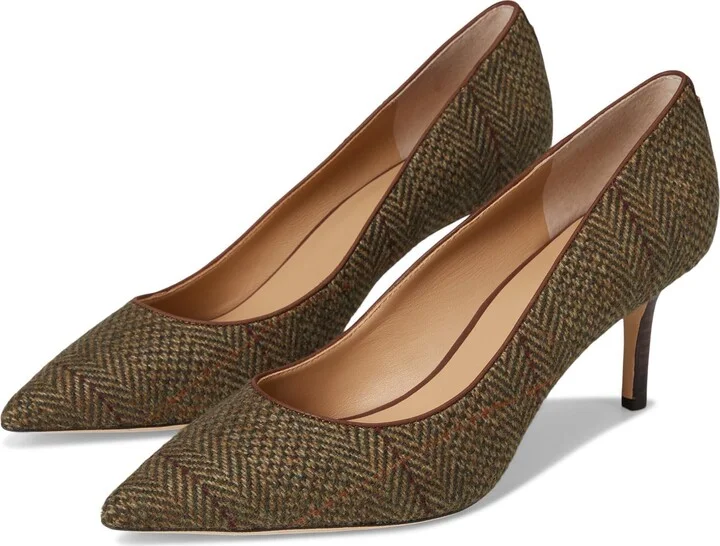 Lauren Ralph Lauren Women's Lanette Herringbone Tweed Pumps OLV Herringbone/Dark Mahogany 9.5 Medium
