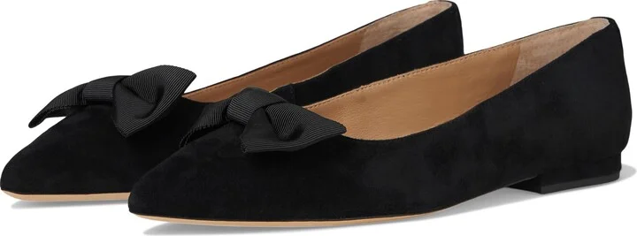 Lauren Ralph Lauren Women's Londyn Bow-Trim Suede Ballet Flat Black/Black 6.5 Medium
