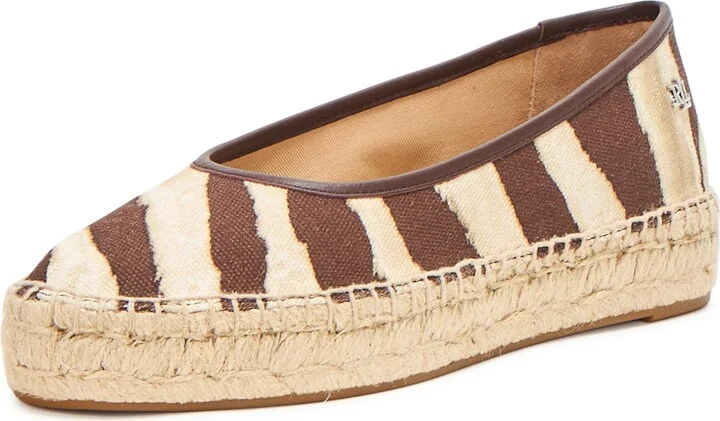 Lauren Ralph Lauren Women's Luize Print Canvas Ballet Espadrille Flat