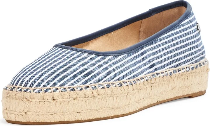Lauren Ralph Lauren Women's Luize Striped Canvas Ballet Espadrille Flat