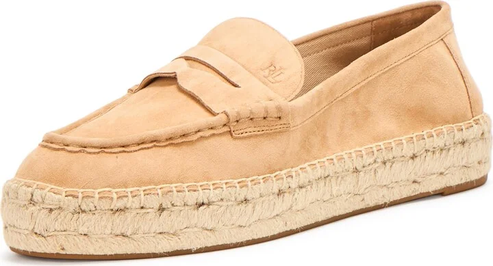 Lauren Ralph Lauren Women's Luize Suede Loafer Espadrille Buff 5 Medium