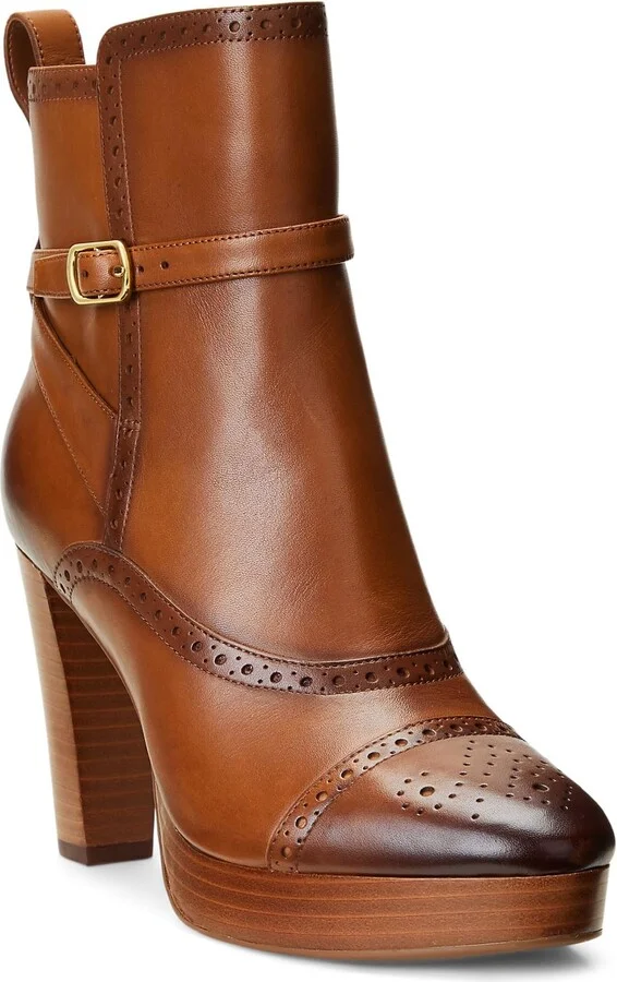 Lauren Ralph Lauren Women's Mckinsey Burnished Leather Bootie Ankle Boot