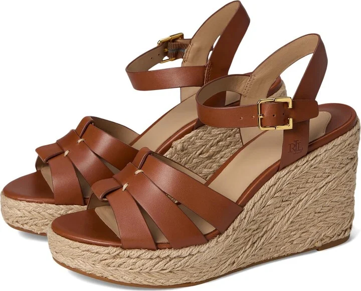 Lauren Ralph Lauren Women's Soffia Calfskin Espadrille Lauren Tan 7.5 Medium
