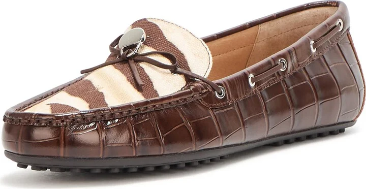 Lauren Ralph Lauren Women's Wylie Print-Trim Embossed Driver Driving Style Loafer