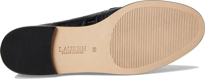 Lauren Ralph Lauren Wynnie Crocodile-Embossed Leather Loafer Women's Shoes Black : 9 B - Medium - Image 3