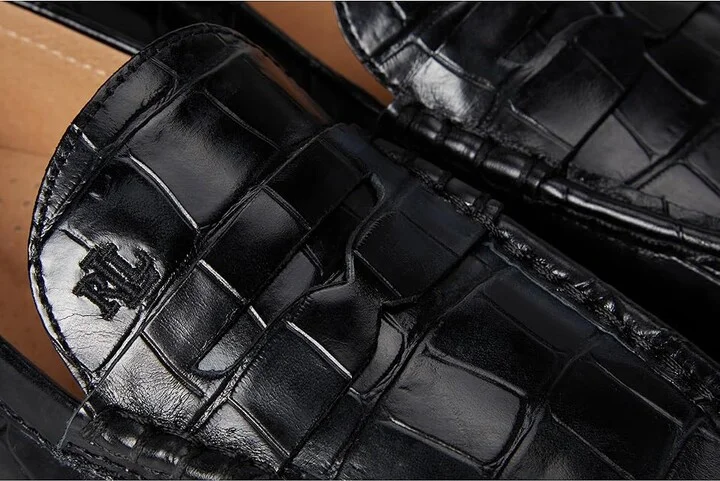 Lauren Ralph Lauren Wynnie Crocodile-Embossed Leather Loafer Women's Shoes Black : 9 B - Medium - Image 7