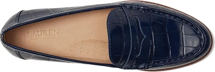 Lauren Ralph Lauren Wynnie Crocodile-Embossed Leather Loafer Women's Shoes Refined Navy : 6.5 B - Medium - Image 2