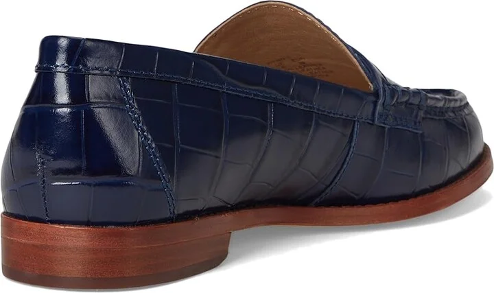 Lauren Ralph Lauren Wynnie Crocodile-Embossed Leather Loafer Women's Shoes Refined Navy : 6.5 B - Medium - Image 4