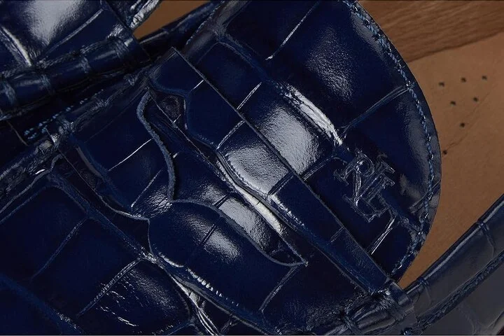 Lauren Ralph Lauren Wynnie Crocodile-Embossed Leather Loafer Women's Shoes Refined Navy : 6.5 B - Medium - Image 7