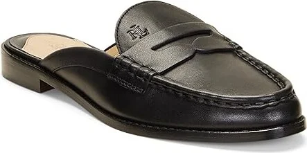 Lauren Ralph Lauren Wynnie Mule Women's Flat Shoes Black : 7 B - Medium, Leather