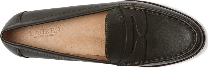 Lauren Ralph Lauren Wynnie Nappa Leather Loafer Women's Shoes Dark Olive : 8 B - Medium, Leather/Nappa - Image 2