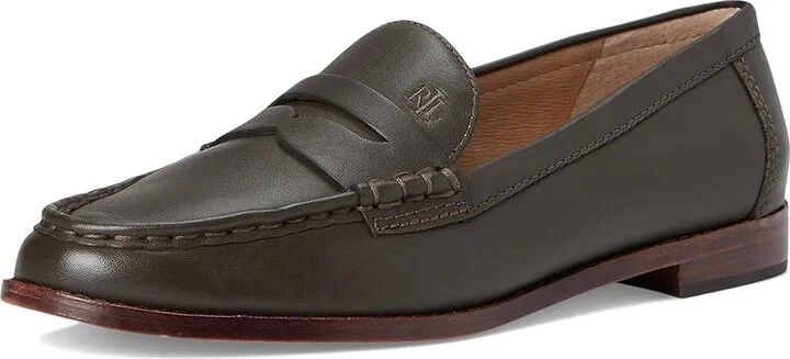 Lauren Ralph Lauren Wynnie Nappa Leather Loafer Women's Shoes Dark Olive : 8 B - Medium, Leather/Nappa - Image 5