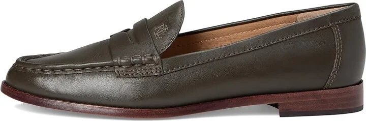 Lauren Ralph Lauren Wynnie Nappa Leather Loafer Women's Shoes Dark Olive : 8 B - Medium, Leather/Nappa - Image 6