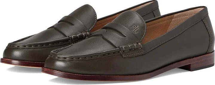 Lauren Ralph Lauren Wynnie Nappa Leather Loafer Women's Shoes Dark Olive : 8 B - Medium, Leather/Nappa