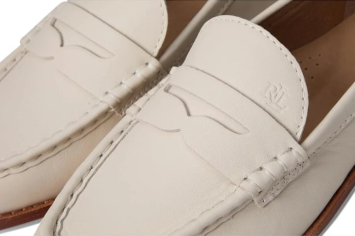 Lauren Ralph Lauren Wynnie Nappa Leather Loafers Women's Shoes Soft White : 5 B - Medium - Image 7