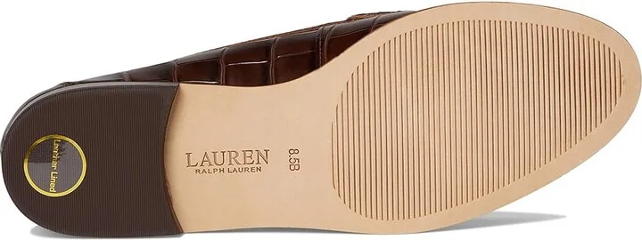 Lauren Ralph Lauren Wynnie Zebra-Print-Trim Embossed Loafer Women's Shoes Zebra/Dark Hickory : 8 B - Medium, Faux Leather - Image 3
