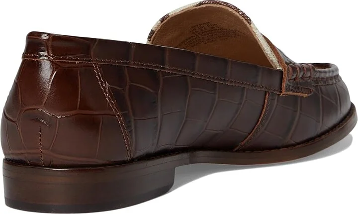 Lauren Ralph Lauren Wynnie Zebra-Print-Trim Embossed Loafer Women's Shoes Zebra/Dark Hickory : 8 B - Medium, Faux Leather - Image 4