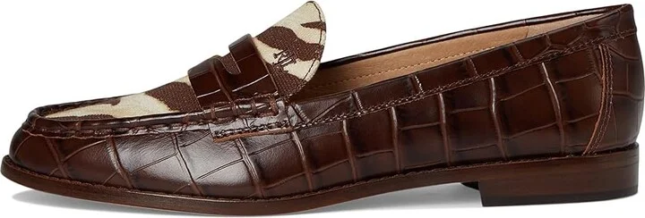Lauren Ralph Lauren Wynnie Zebra-Print-Trim Embossed Loafer Women's Shoes Zebra/Dark Hickory : 8 B - Medium, Faux Leather - Image 6