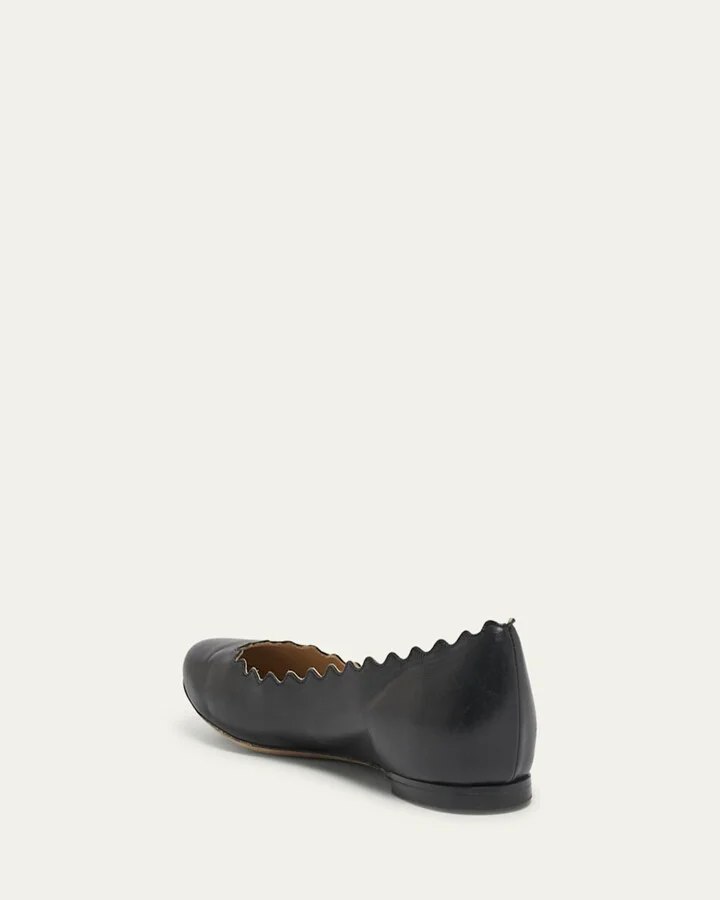 Lauren Scalloped Leather Ballet Flats - Image 8