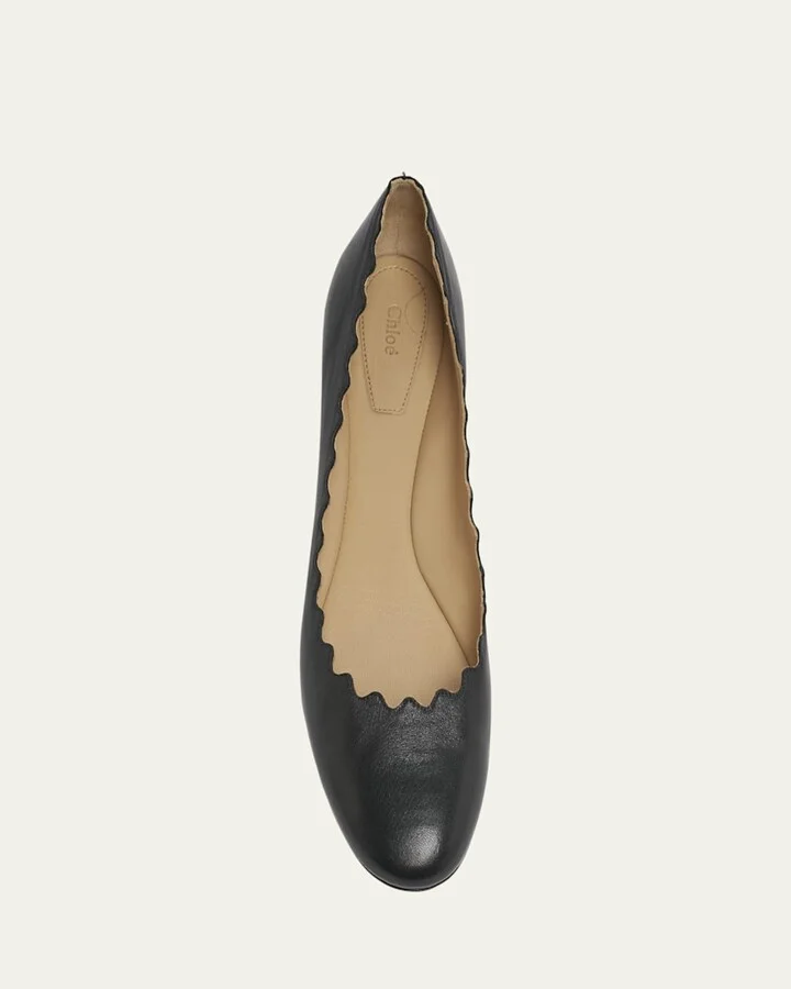 Lauren Scalloped Leather Ballet Flats - Image 9