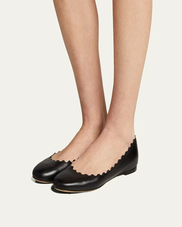 Lauren Scalloped Leather Ballet Flats - Image 10