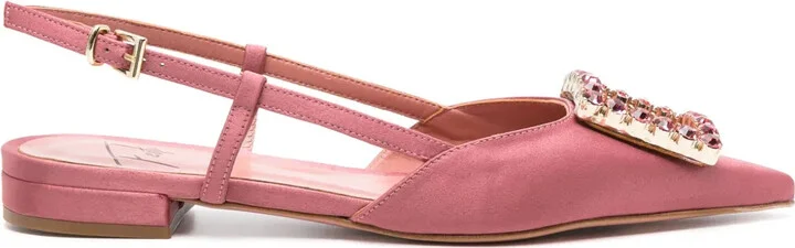 Lavanda crystal-buckle ballerina shoes