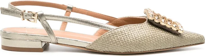 Lavanda crystal-buckle ballerina shoes