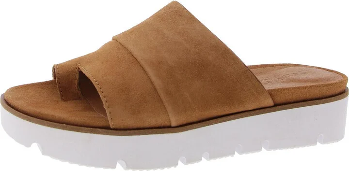 Lavern Womens Leather Slip On Flatform Sandals